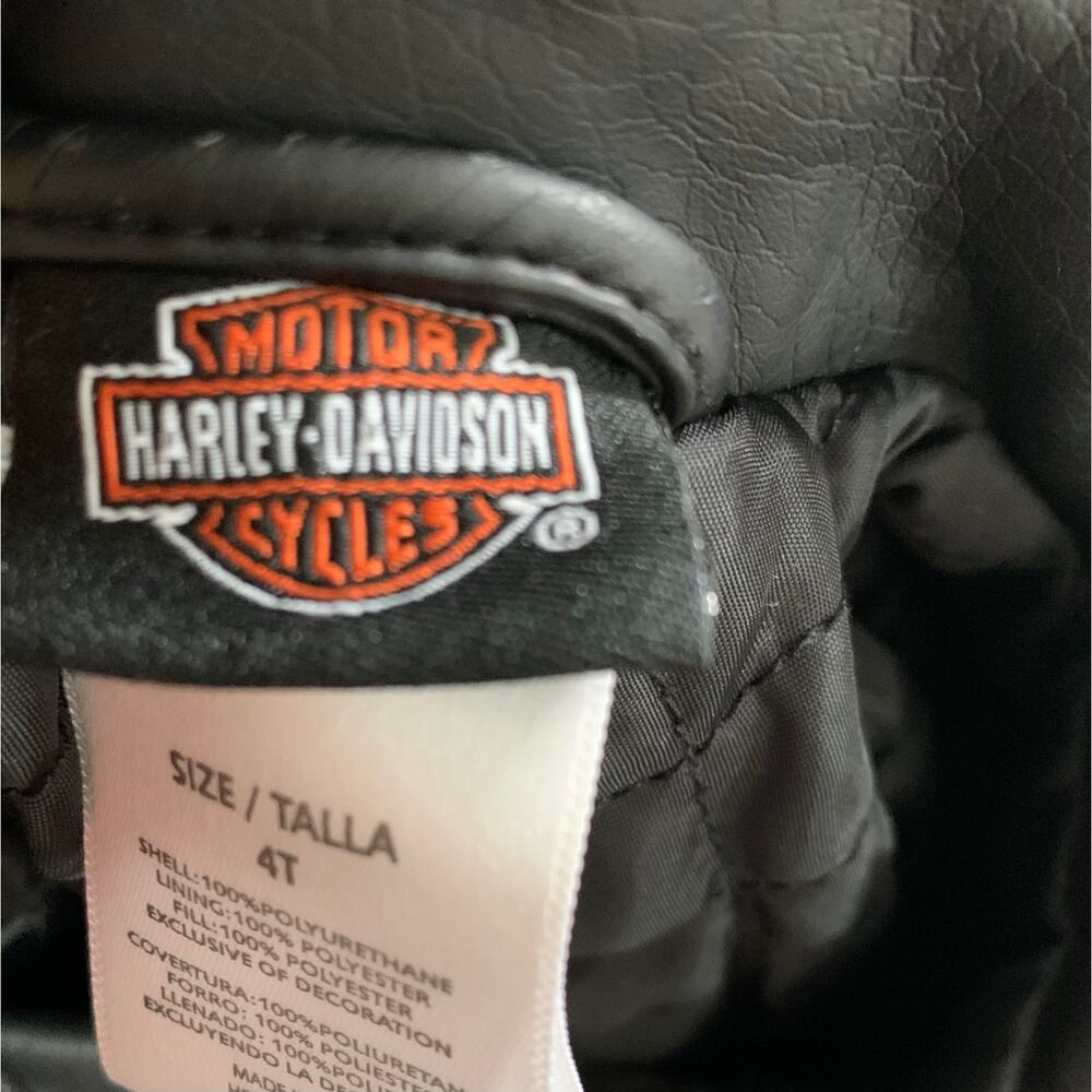 Harley-Davidson Motorcycles Embroidered Black Full Zip Biker Jacket 4T - Picture 5 of 6